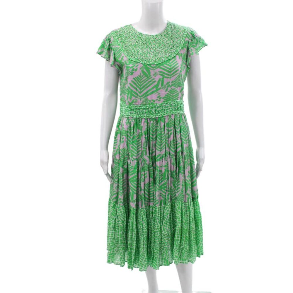 CK Bradley Womens Fit & Flare Dress Green Viscose Size S